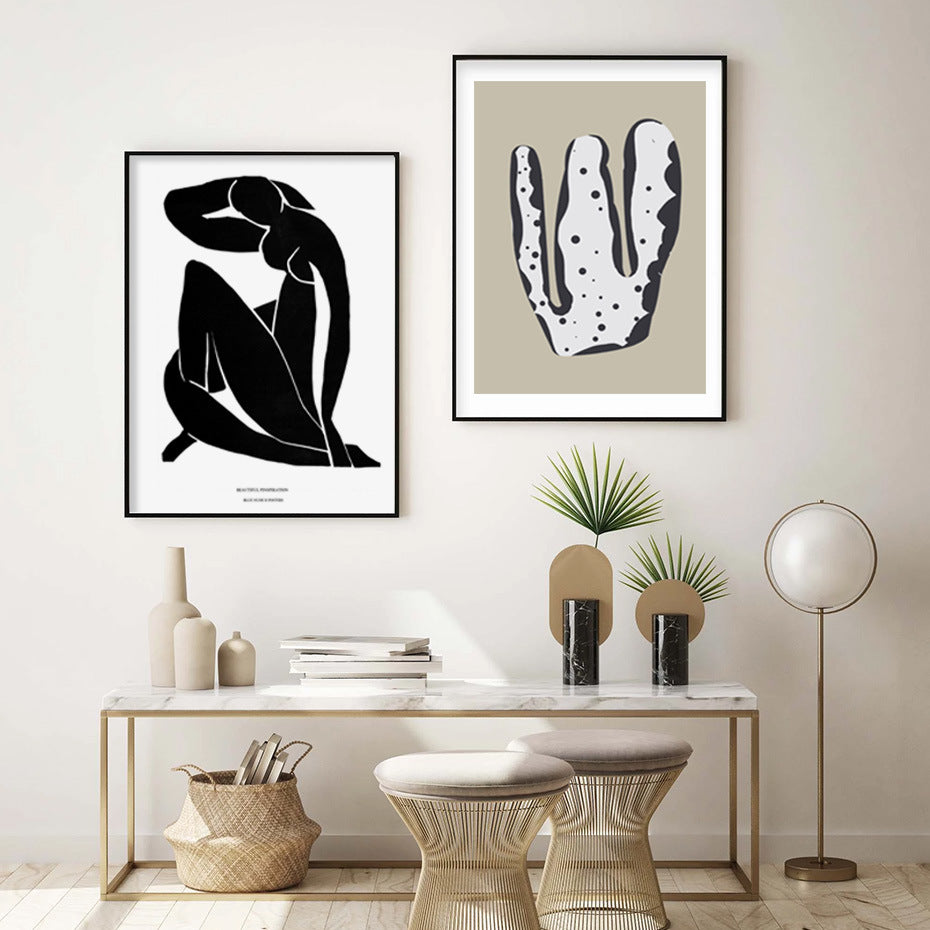 scandinavian abstract wall art minimalist black poster