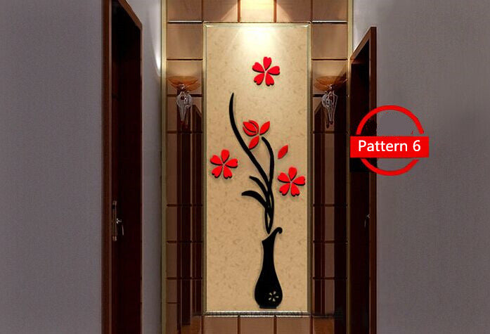 3d acrylic wall sticker vase decor