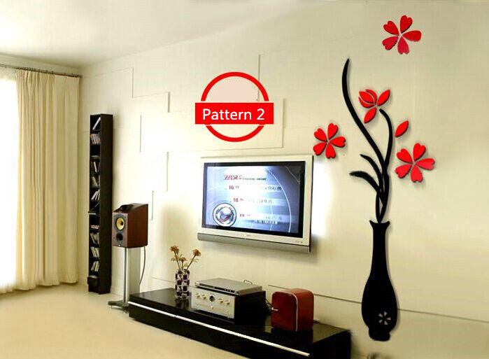 3d acrylic wall sticker vase decor