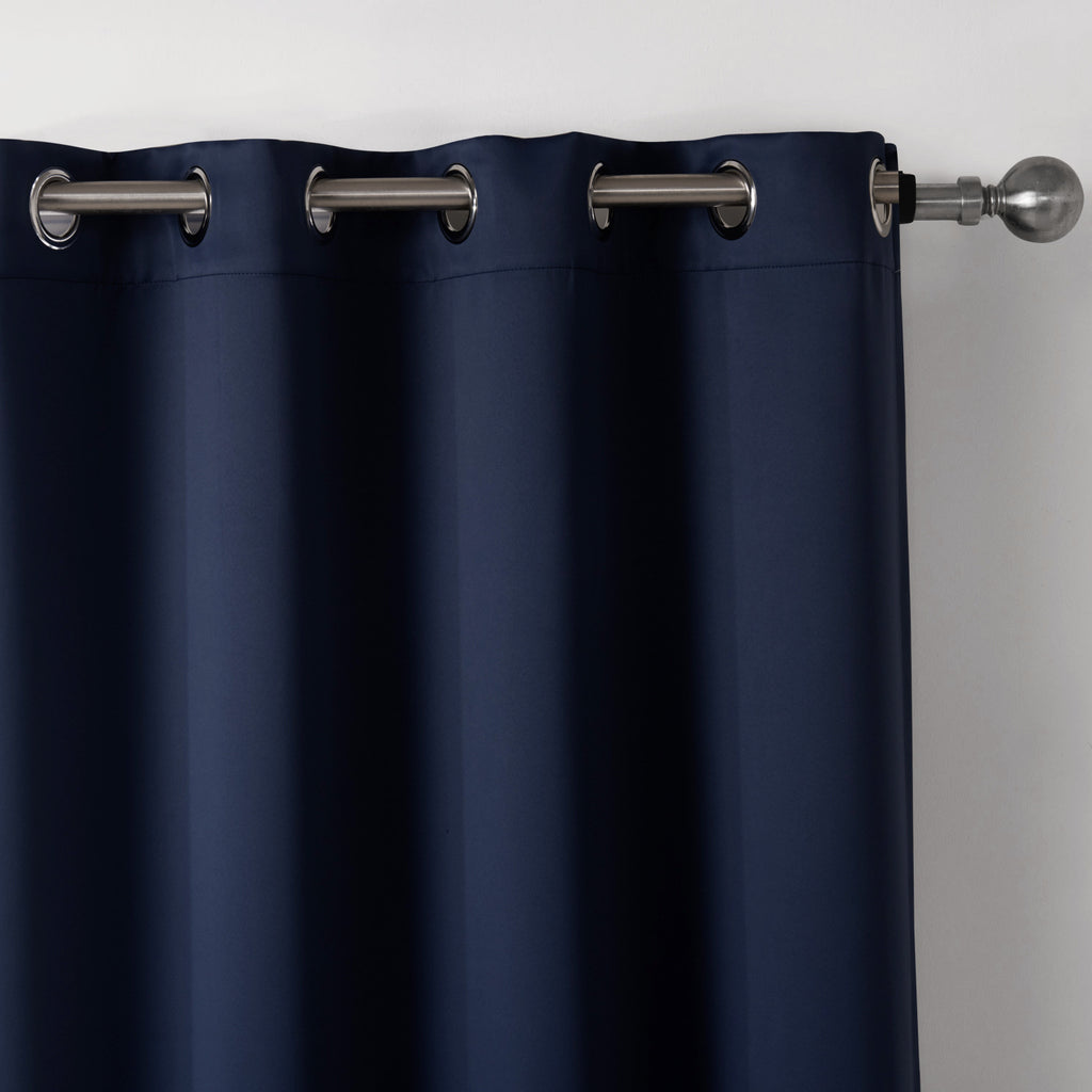 Dark blue blackout bedroom curtains printed fabric