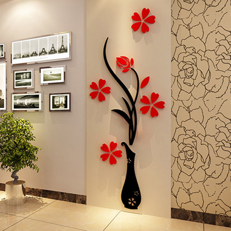3d acrylic wall sticker vase decor