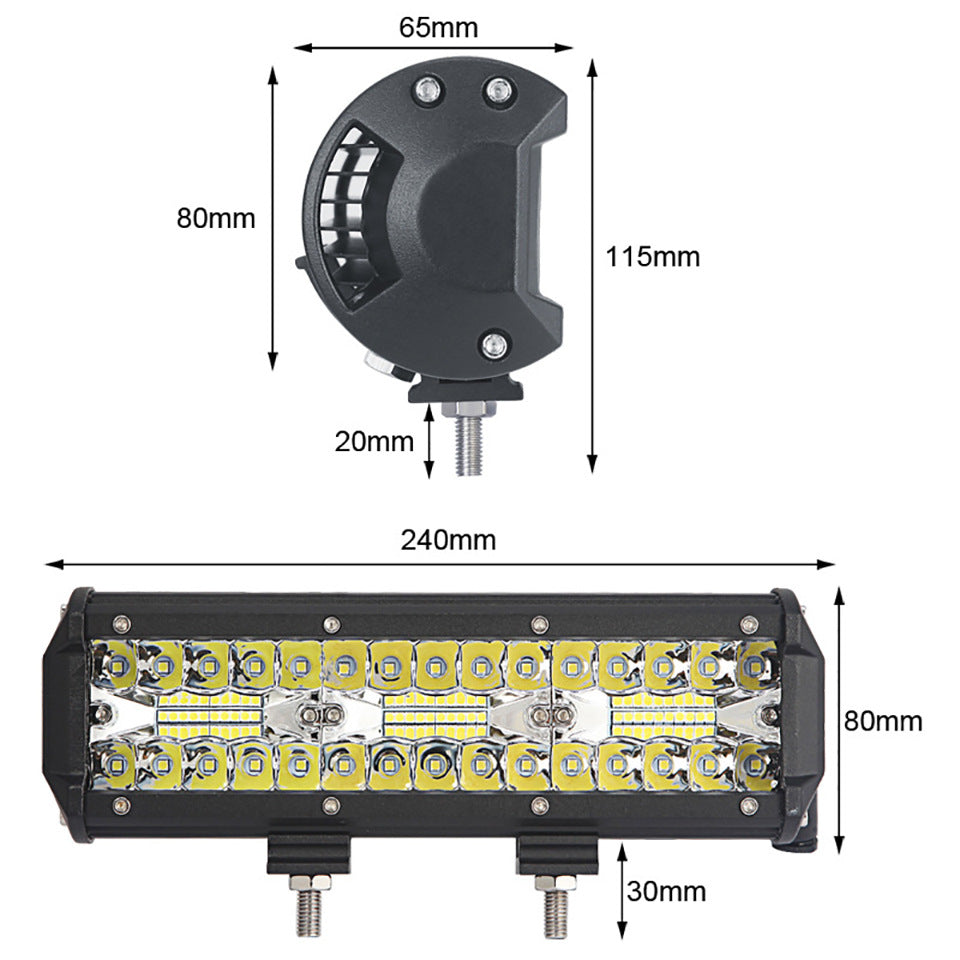automotive LED strip lights three-row work light off-road
