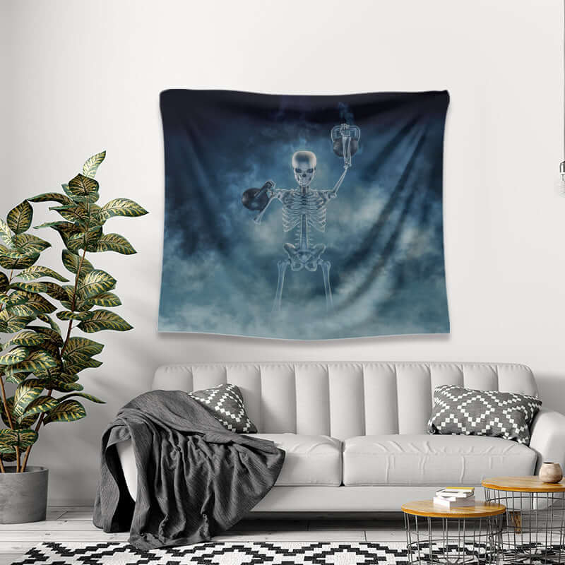 skull home decor tapestry wall hanging