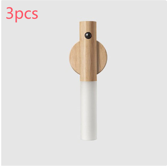 motion sensor night light USB magnetic wooden lamp