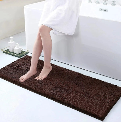 Chenille non slip floor mat gray bathroom rug