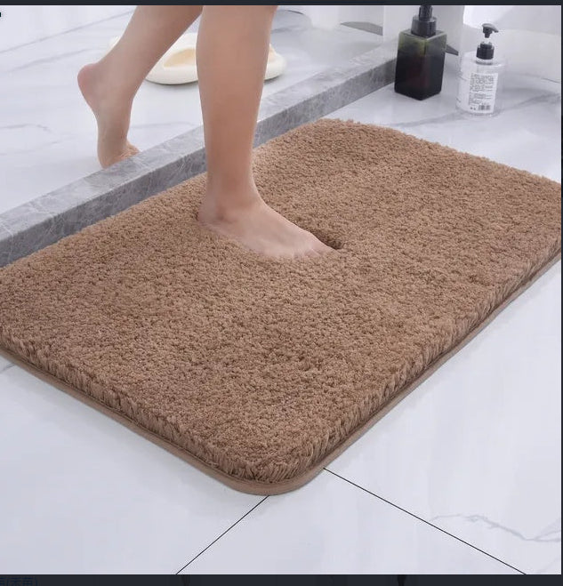 Chenille non slip floor mat gray bathroom rug