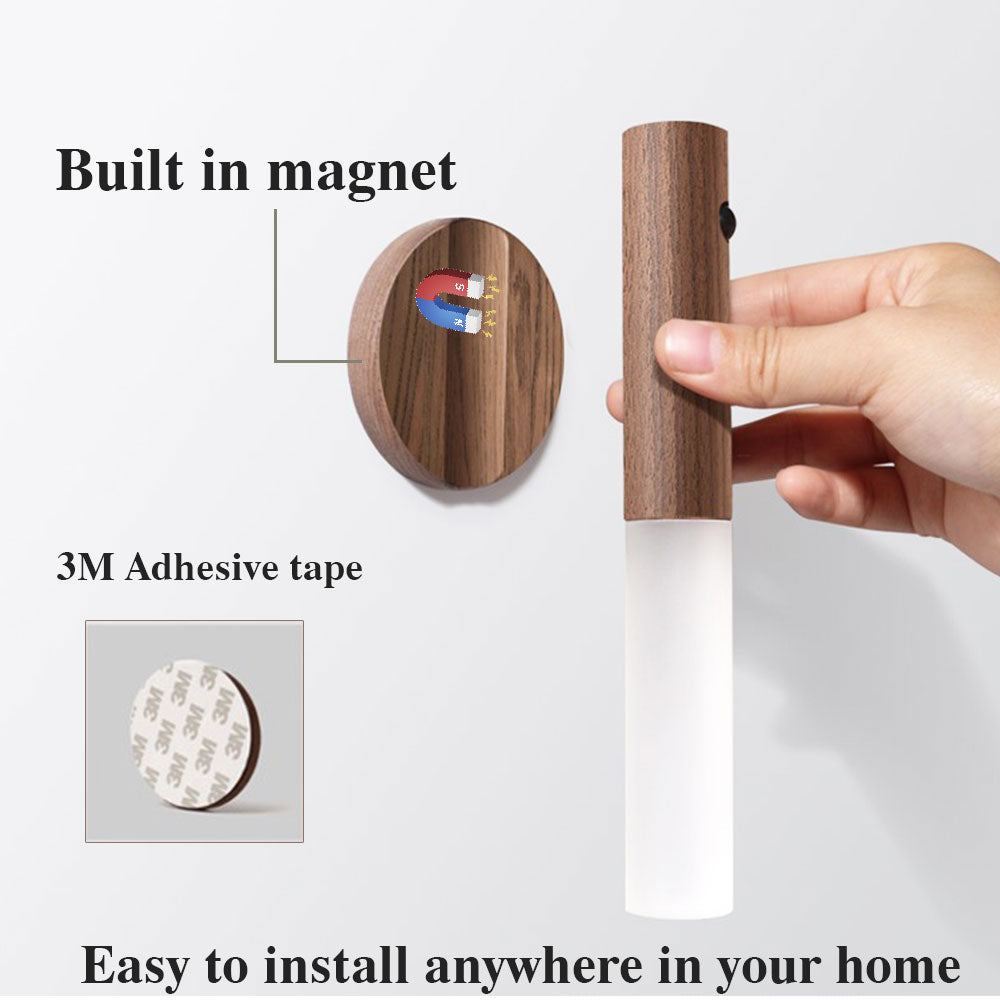 motion sensor night light USB magnetic wooden lamp