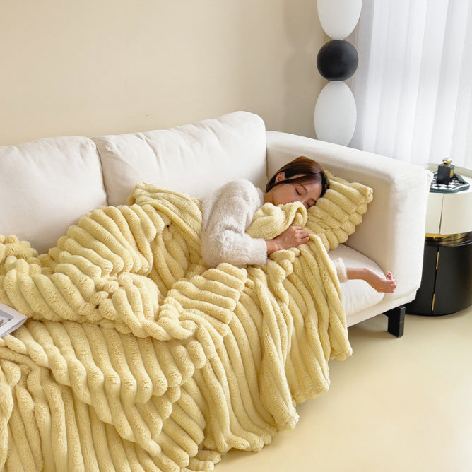 Bubble Velvet Rabbit Fur Blanket soft pink throw