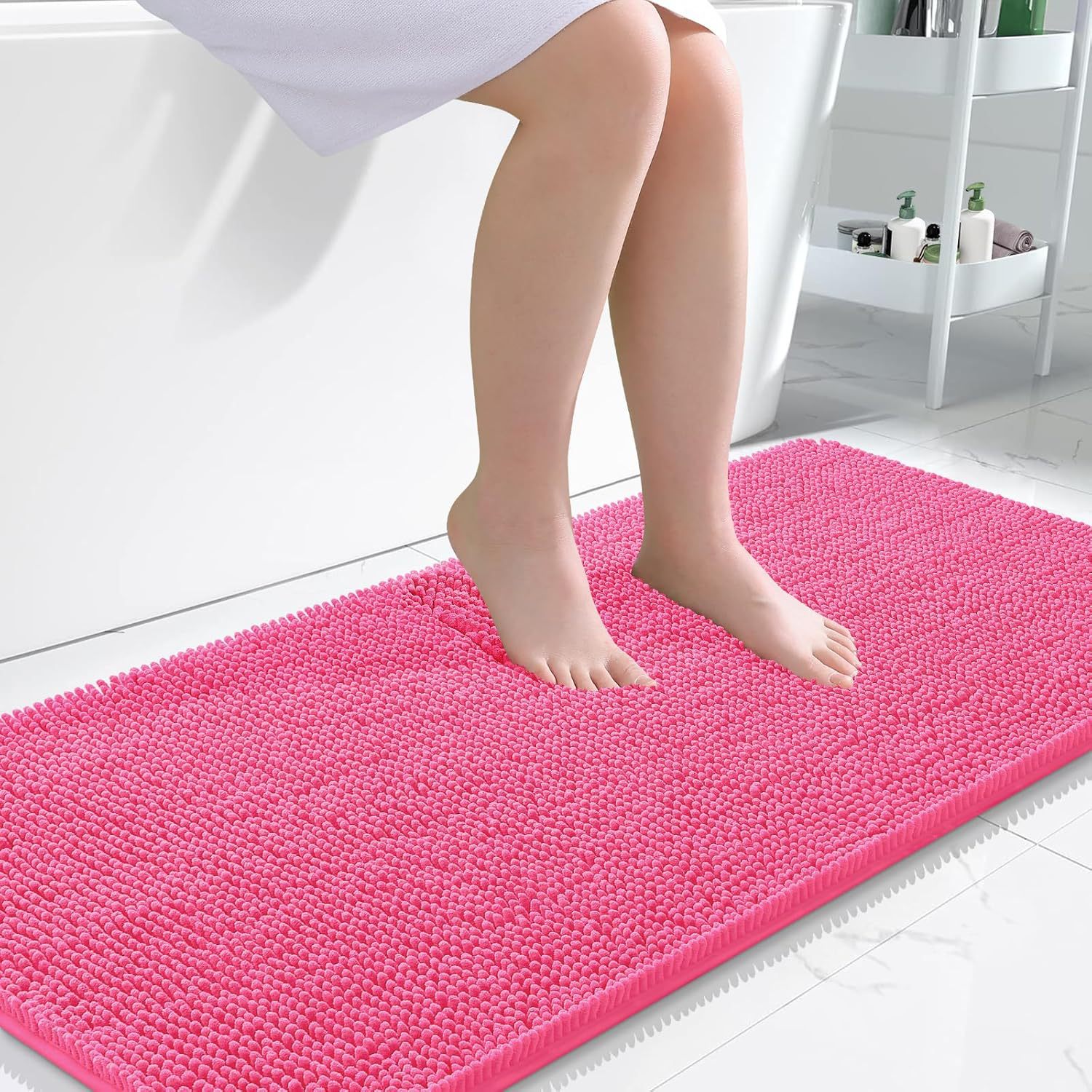 Chenille non slip floor mat gray bathroom rug