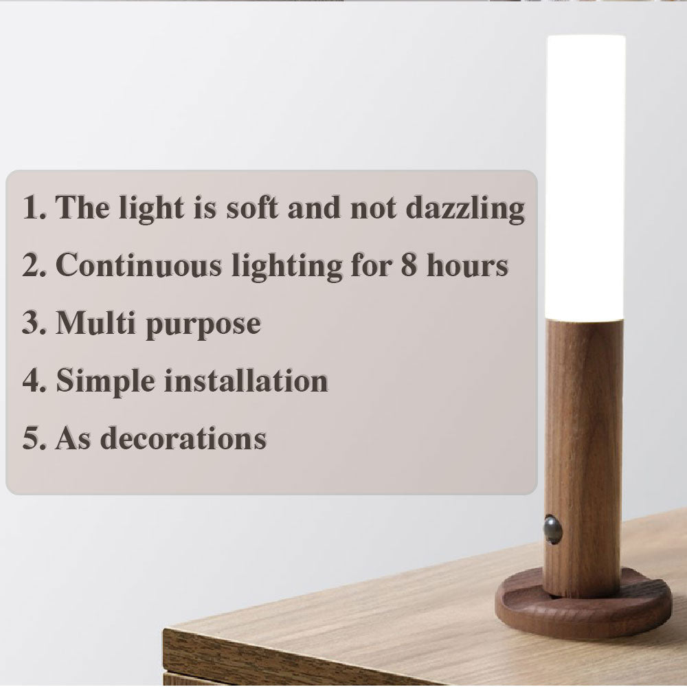 motion sensor night light USB magnetic wooden lamp