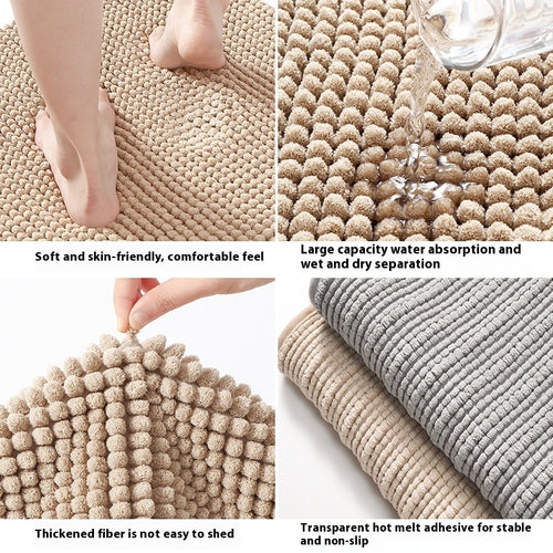 Chenille non slip floor mat gray bathroom rug