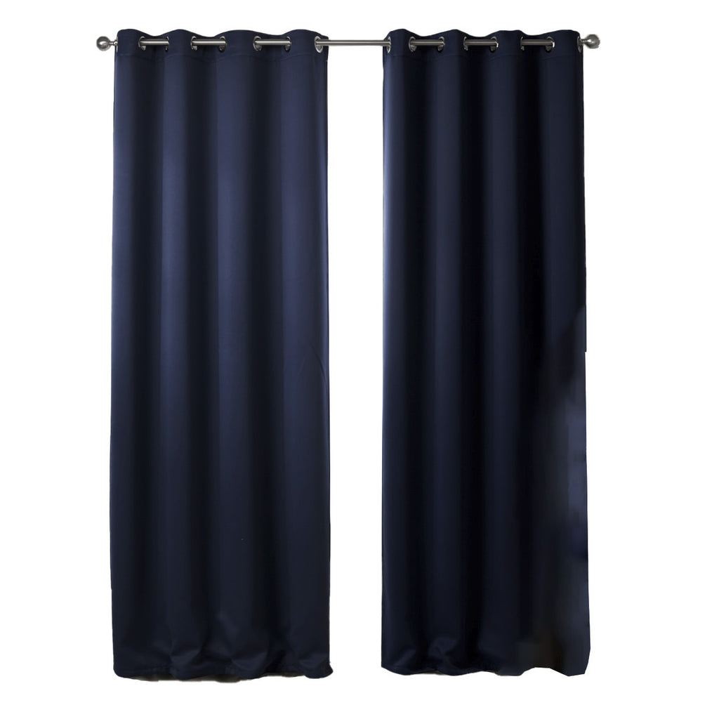 Dark blue blackout bedroom curtains printed fabric
